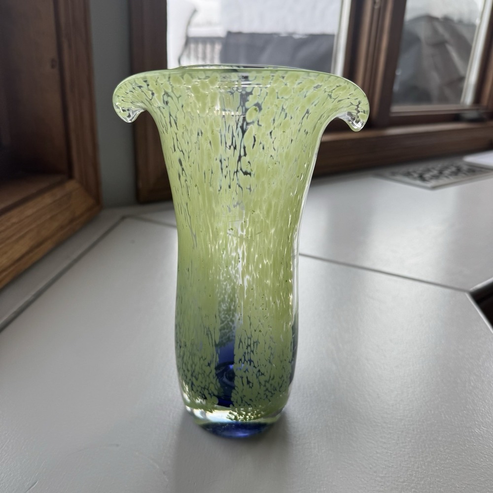 Teleflora Vintage Hand Blown Art Glass Vase 8" STUNNING